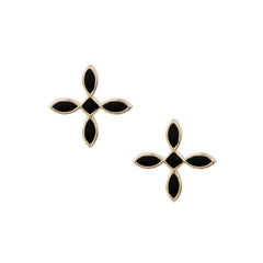 Enamel Cross Stud Earrings in Black Enamel