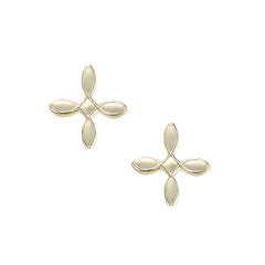 Enamel Cross Stud Earrings in Gold Enamel