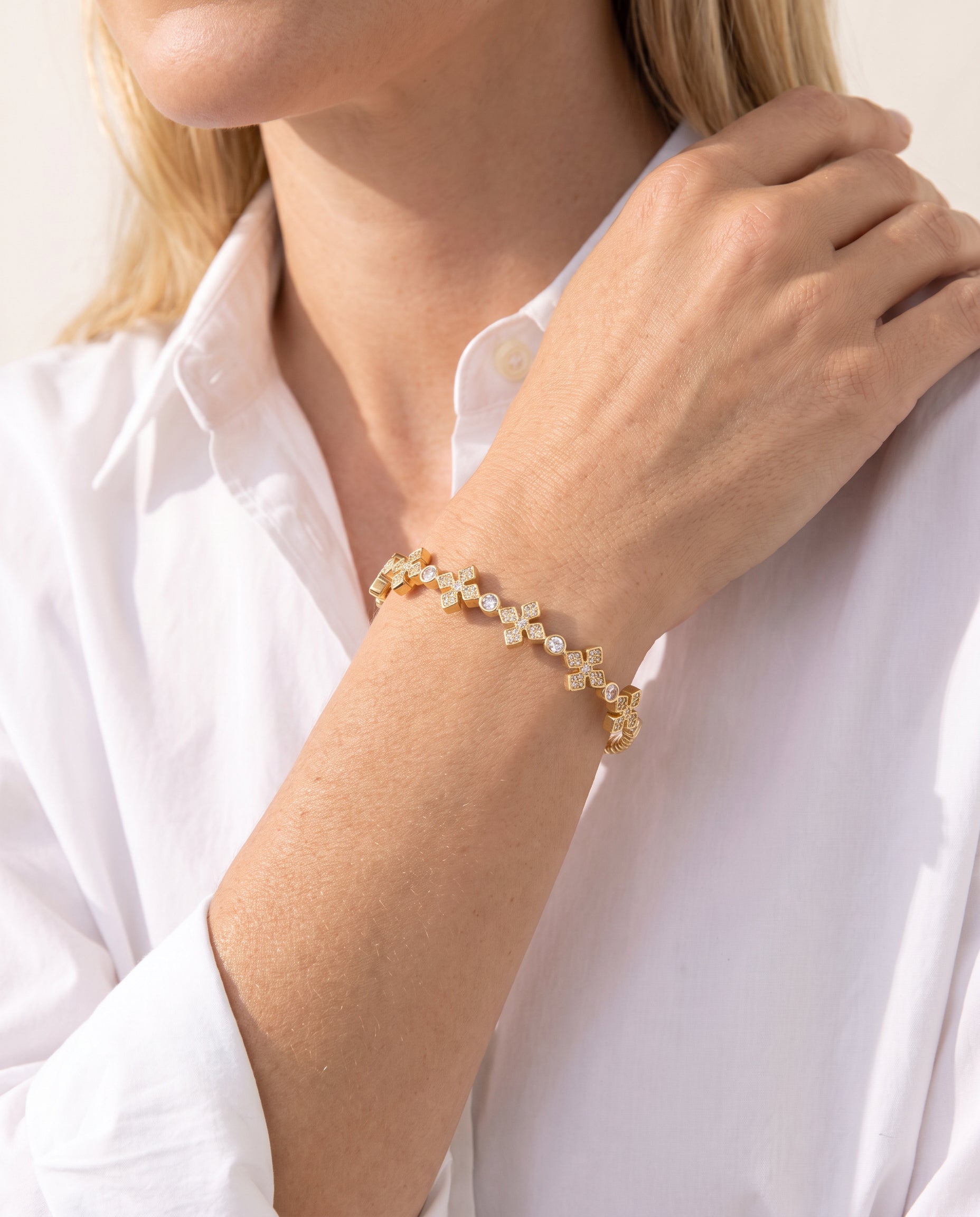 Radiant Cross Cuff Bracelet Gold