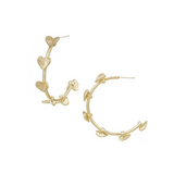 Adorned Open Heart Hoop Earrings in Gold