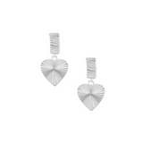 Adorned Mini Heart Hoop Earrings in Silver
