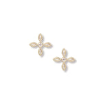 Radiant Cross Stud Earrings in Clear Crystal/Gold