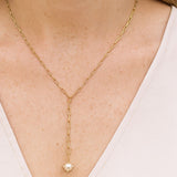 Shine Bright Pearl Lariat Necklace in Silver