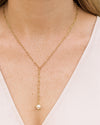 Shine Bright Pearl Lariat Necklace in Silver