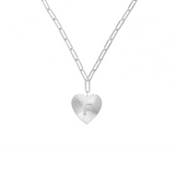 Adorned Heart Initial Necklace in Silver