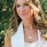 Adorned Heart Initial Necklace in Silver, R
