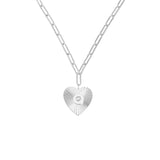 Adorned Heart Initial Necklace in Silver