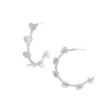 Adorned Open Heart Hoop Earrings in Silver