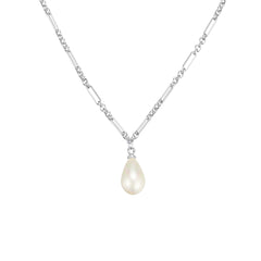 Adorned Pearl Drop Necklace in Silver