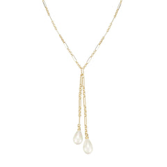 Adorned Pearl Lariat Necklaces