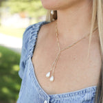 Adorned Pearl Lariat Necklaces