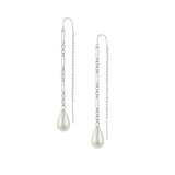 Adorned Pearl Ear Threaders in Silver