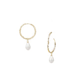 Adorned Pearl Drop Huggie Earrings in Gold