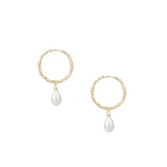 Adorned Pearl Drop Huggie Earrings