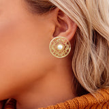 Enchanted Stud Earrings in Ivory Pearl/Gold