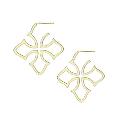 Grace Cross Hoop Earrings Gold