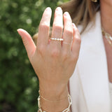 Adorned Pearl Stacking Ring in Gold