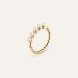 Adorned Pearl Stacking Ring in Gold