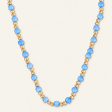 Adorned Mini Beaded Necklace in Blue Chalcedony