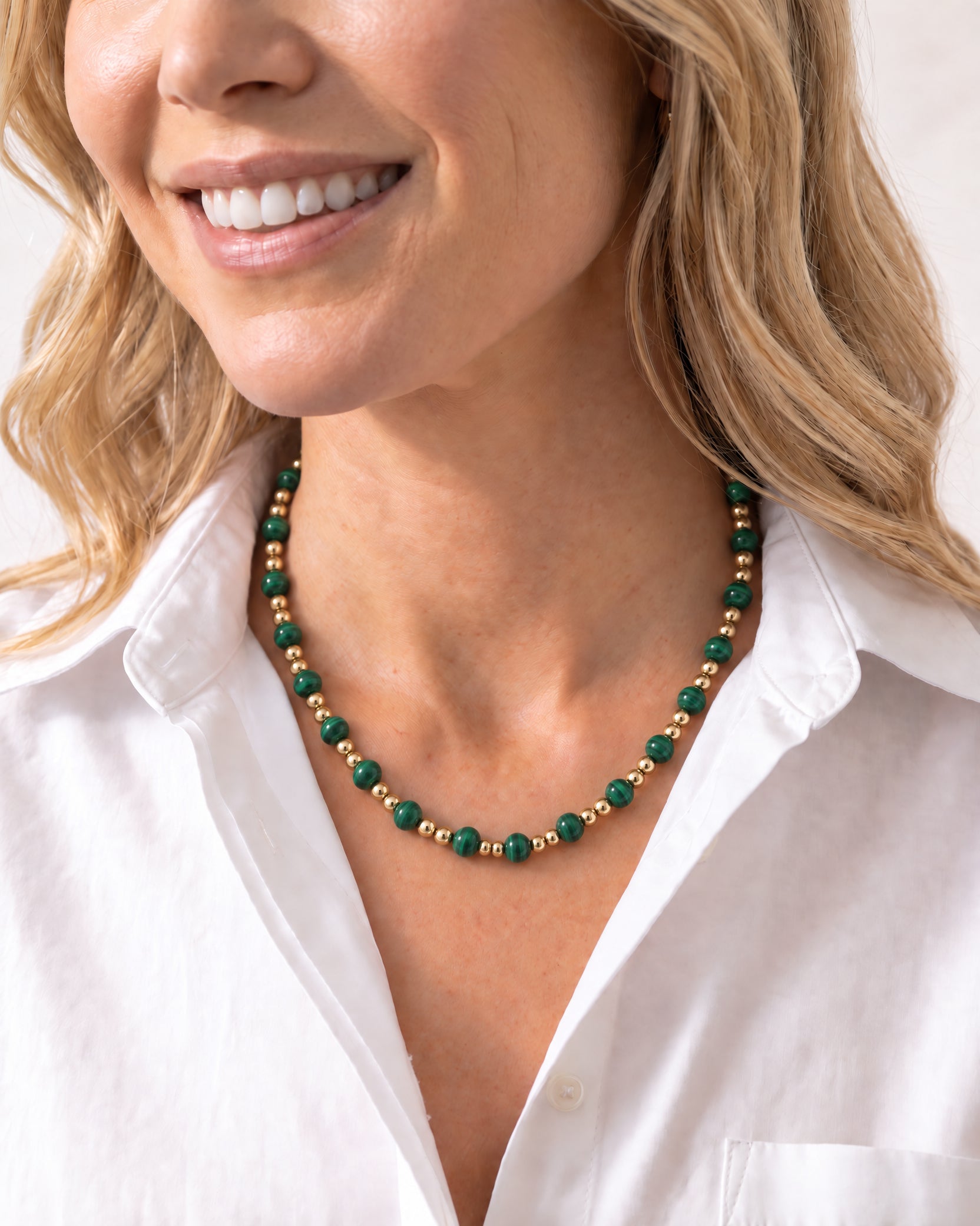 Adorned Mini Beaded Necklace in Blue Chalcedony