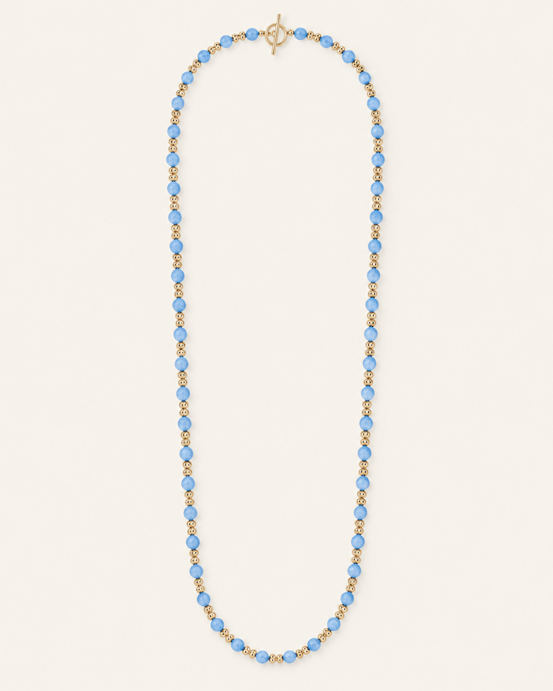 Adorned Beaded Necklace in Blue Chalcedony