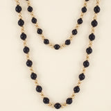 Adorned Beaded Necklae in Gold, Black Onyx