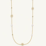 Adorned Pearl Logo Station Necklace Gold
