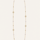Adorned Pearl Logo Station Necklace Gold