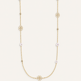 Adorned Pearl Logo Station Necklace Gold