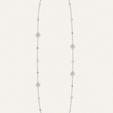 Adorned Pearl Logo Station Necklace Silver