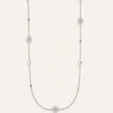 Adorned Pearl Logo Station Necklace Silver