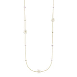 Adorned Pearl Logo Station Necklace in Gold