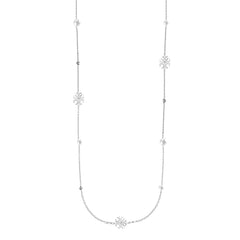 Adorned Pearl Logo Station Necklace in Silver