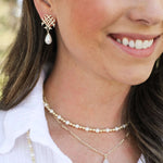Adorned Logo Pearl Drop Earrings