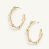 Beaded Cross Hoop Earrings Gold
