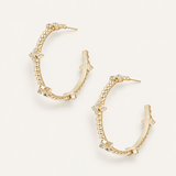 Beaded Cross Hoop Earrings Gold