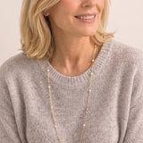 Adorned Pearl Station Necklace Gold
