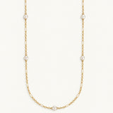 Adorned Pearl Station Necklace Gold
