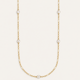 Adorned Pearl Station Necklace Gold