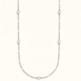 Adorned Pearl Station Necklace Silver