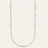 Adorned Pearl Station Necklace Silver