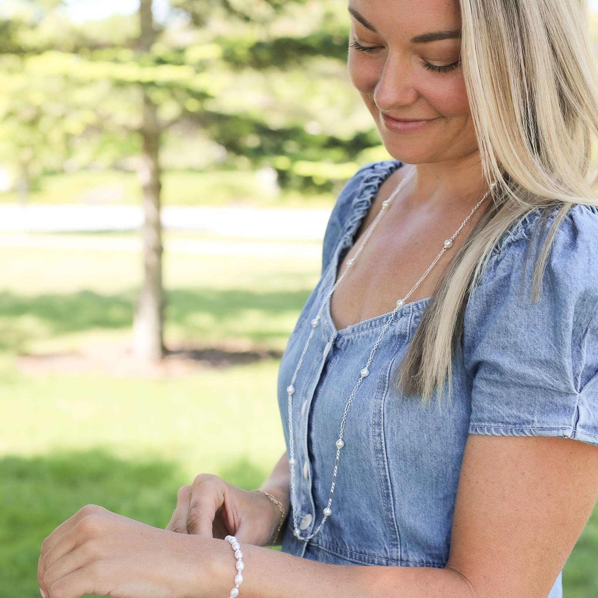 Adorned Pearl Station Necklaces