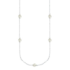 Adorned Pearl Station Necklace in Silver