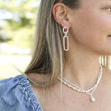 She's Spicy Link Statement Earrings Silver