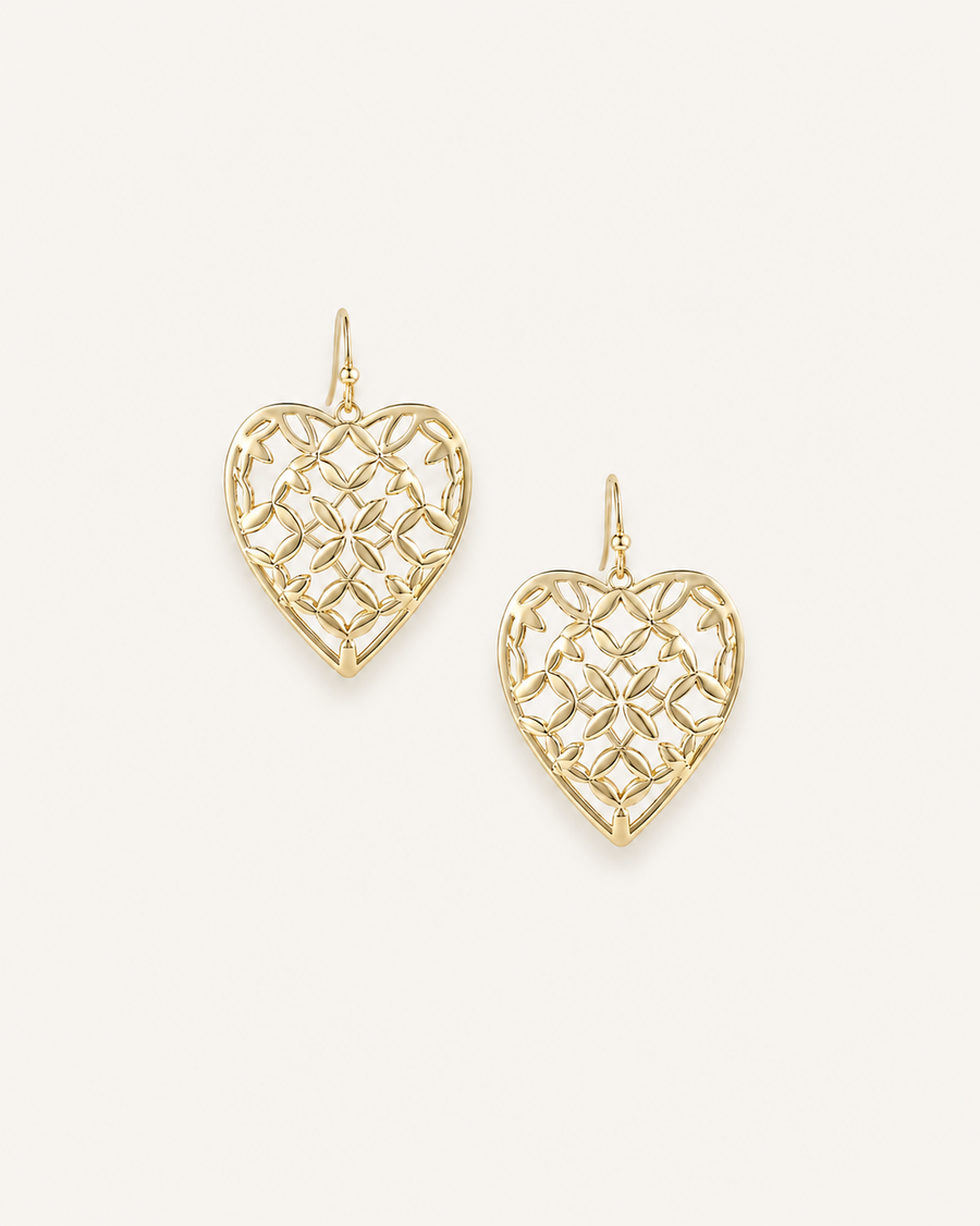 Adorned Heart Drop Earrings