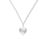 Adorned Heart Initial Necklace in Silver