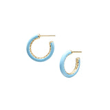 Eclipse Hoop Earrings Light Blue Enamel Gold