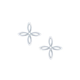 She's Classic Mini Cross Stud Earrings in Silver