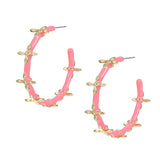 Sea Breeze Cross Hoop Earrings in Light Pink Enamel