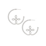 Seaside Cross Hoop Earrings in Silver